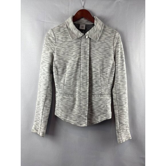 Women's Cabi Size Small Neo Moto Zip-Front Jacket Gray Textured - Picture 3 of 6